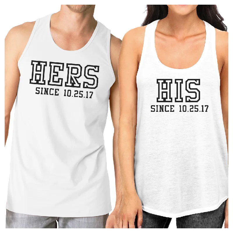 Women's Office Attire Hers And His Since Custom Matching Couple White Tank Tops