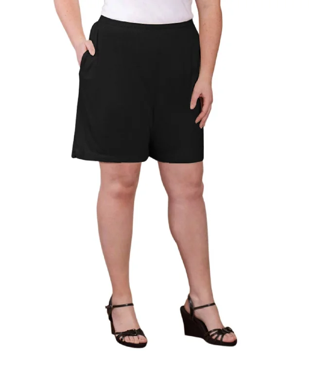 Women's Weekend Outfit Side Jersey Cotton Shorts - Plus In Black