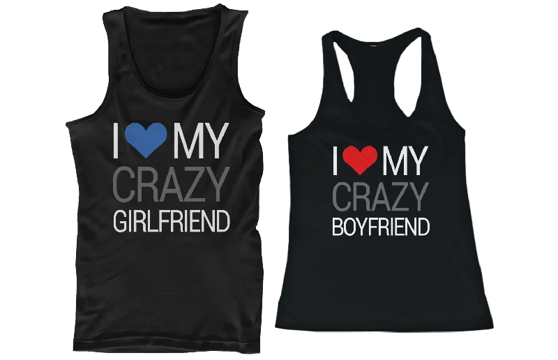 Elevated Casual Discounts I Love My Crazy Boyfriend and Girlfriend Matching Tank Tops for Couples