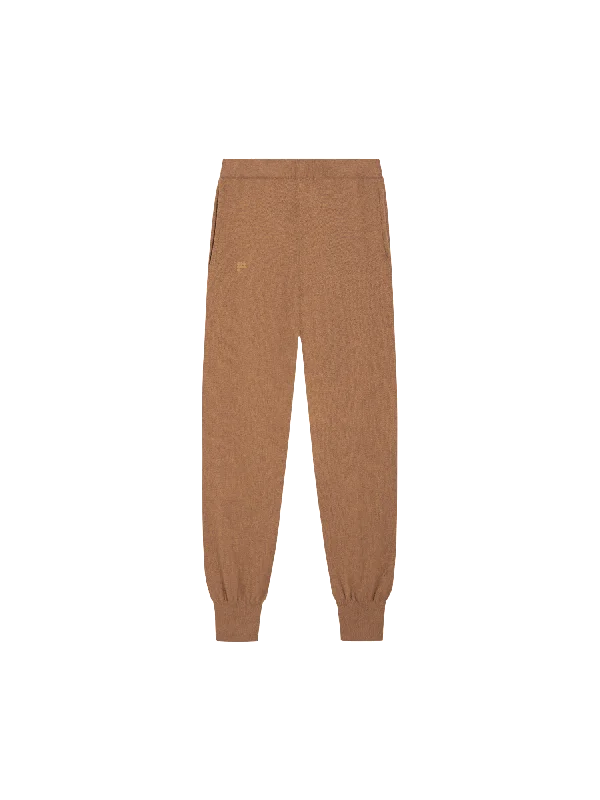 High-Fashion Women's Clothing Womens Recycled Cashmere Track Pants—camel