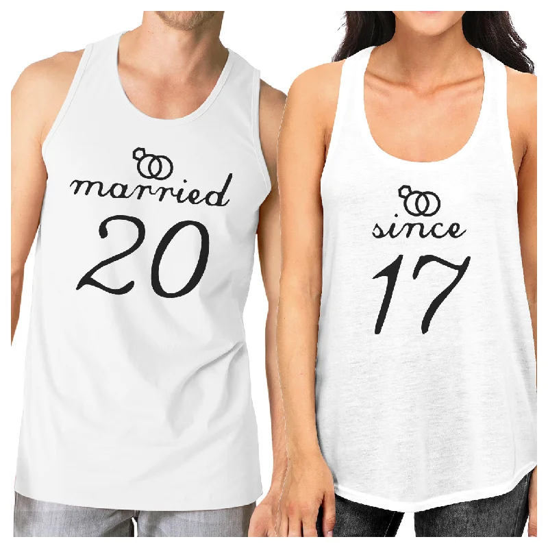 Women's Formal Event Attire Married Since Custom Matching Couple White Tank Tops