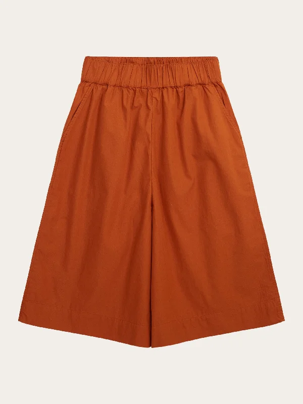 Sustainable Fashion Clothing For Women EVE culotte high-rise extra wide shorts - GOTS/Vegan - Leather Brown