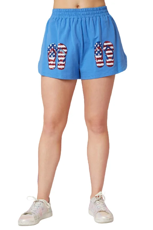 Gift Ideas America And Flip Flops Sequin Shorts In Blue