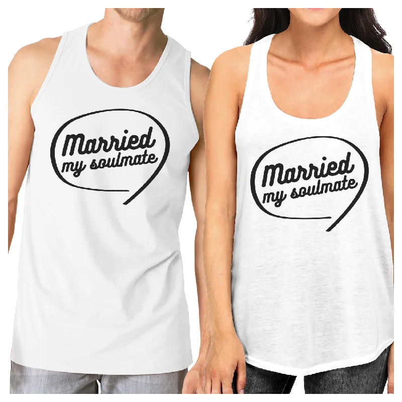 Women's Romantic Outfit Married My Soulmate Matching Couple White Tank Tops