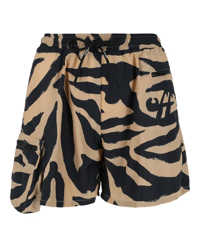 Formal Clothing For Women Athletic Zebra Nylon Shorts