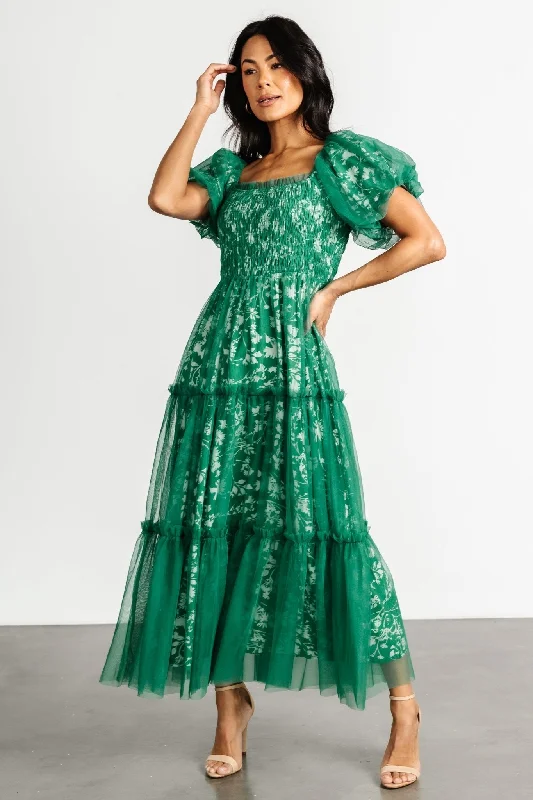 Best Deals Of The Season Doria Tulle Floral Maxi Dress | Green