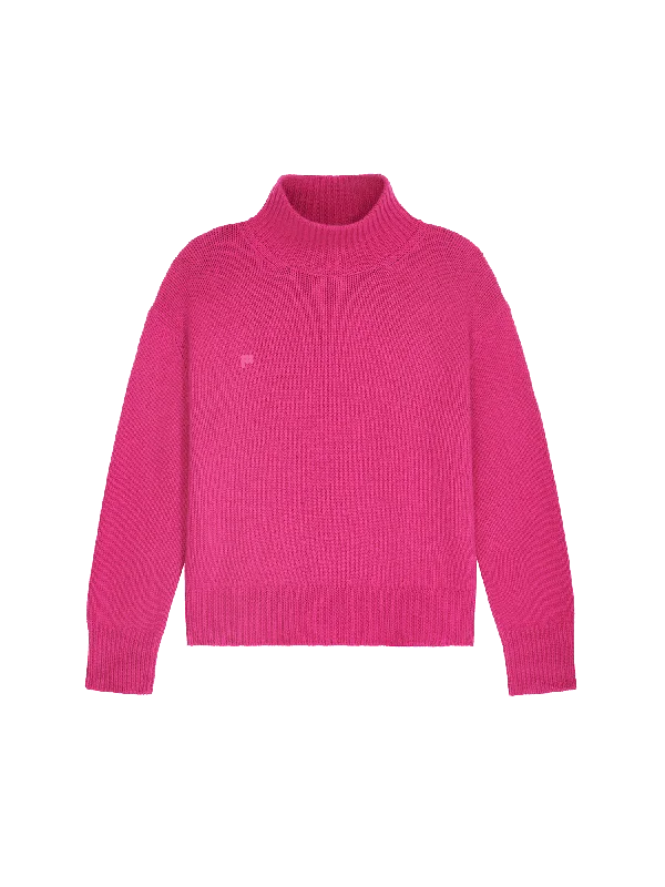 Daring Fashion Promotions Women's Recycled Cashmere Turtleneck Sweater—tourmaline pink