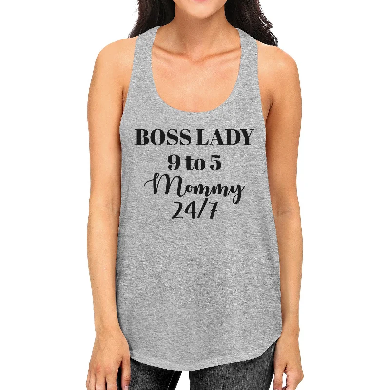 Women's High-Fashion Garments Boss Lady Mommy Women's Grey Sleeveless Shirt Funny Gift For Wife