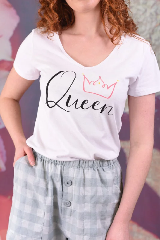 Stay Ahead In Style Basic Tee Short Sleeve New Queen - White - SALE