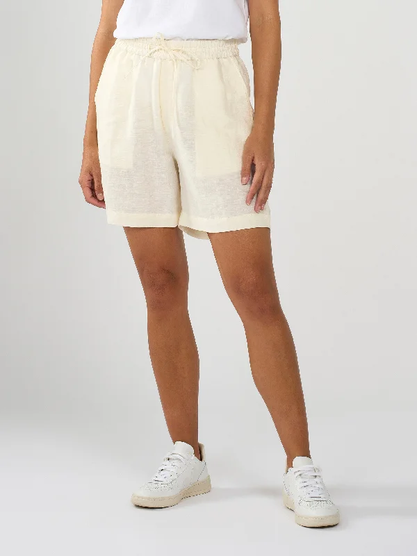 Glamorous Fashion Offers Linen mix elastic waist shorts - Buttercream