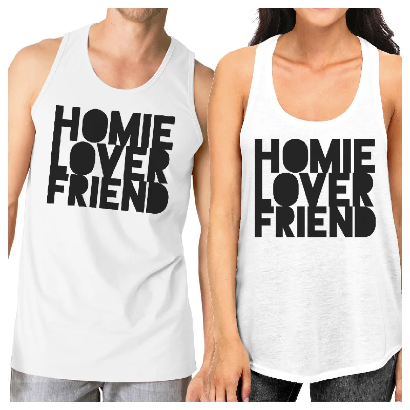 Women's Cozy Outfit For Lounging Homie Lover Friend Matching Couple White Tank Tops