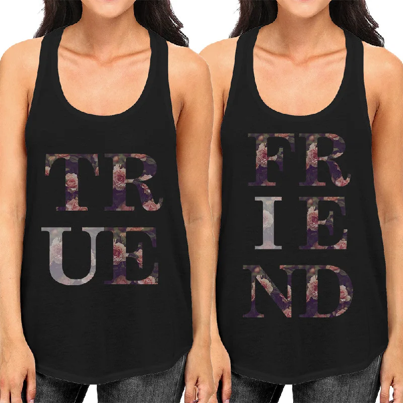 Flash Sales True Friend Floral Cute BFF Matching Tank Tops for Best Friends