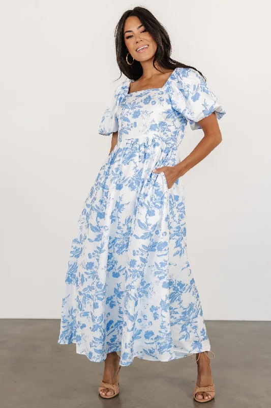 Flash Sale Now Graceland Maxi Dress | White + Blue Floral