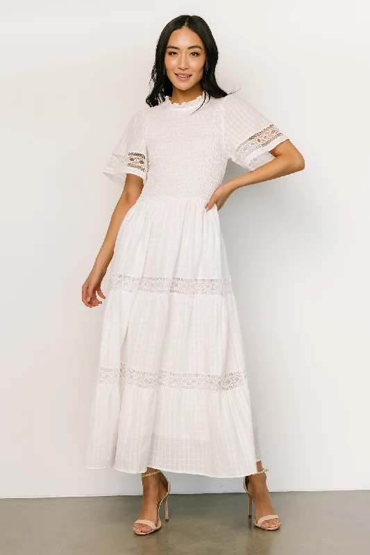 Chic And Trendy Loveland Geo Lace Maxi Dress | Off White