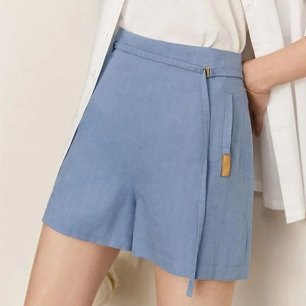 Feminine Luxe Style Sale Elegant Cotton Linen Casual Shorts for Women