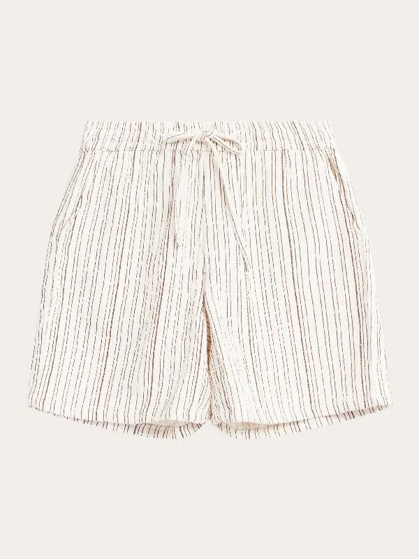 New Season Fashion Preview Sale POSEY wide mid-rise wrinkle stripe shorts - GOTS/Vegan - Brown stripe