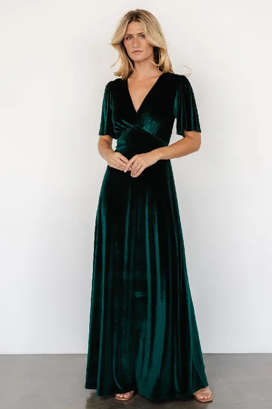 Seasonal Picks Vivian Velvet Maxi Dress | Emerald