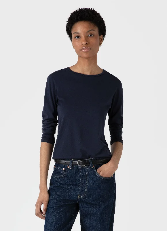 The Latest Trends Women's Long Sleeve Classic T-shirt in Navy