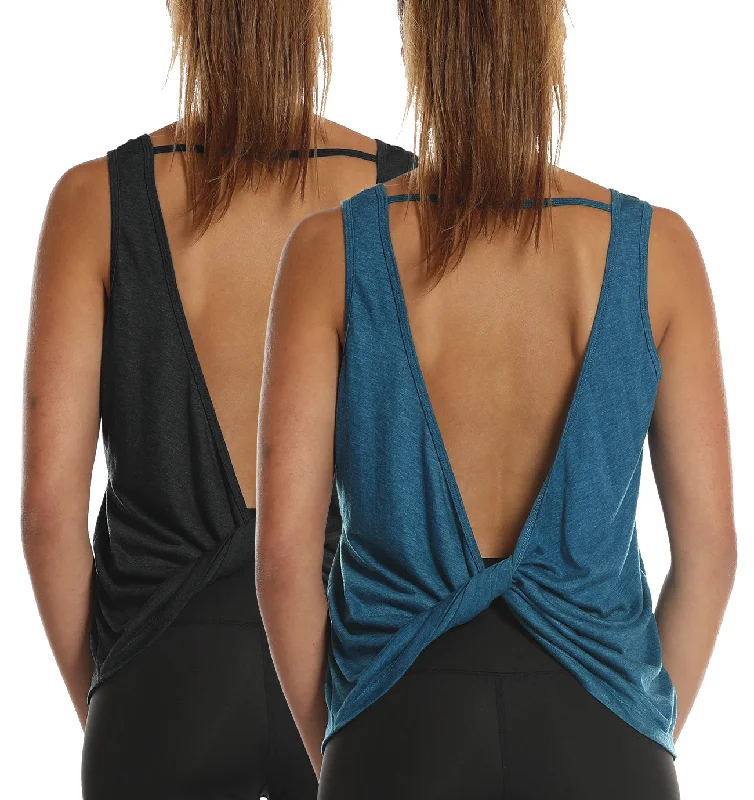 Women's Formal Event Outfit TK26 icyzone Workout Tank Tops for Women - Open Back Strappy Athletic Tanks, Yoga Tops, Gym Shirts