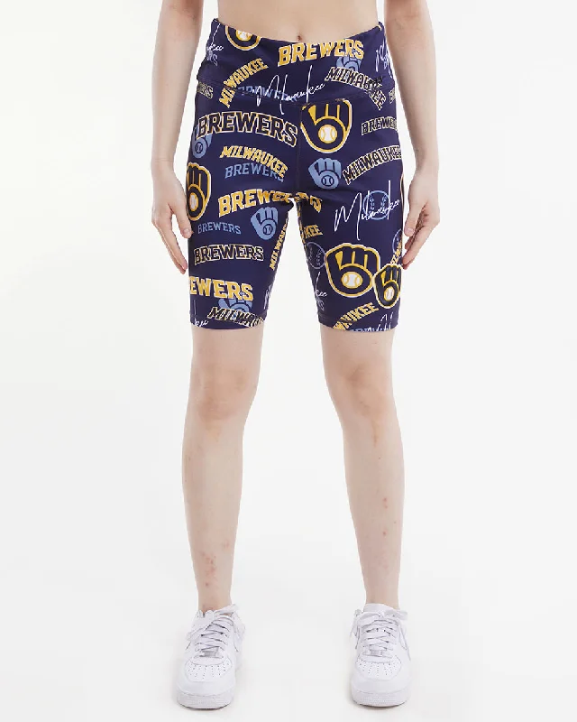 Women's Fashionable Attire For Work MLB MILWAUKEE BREWERS TOSS LOGO LUX WOMEN'S BIKE SHORT (1MB)