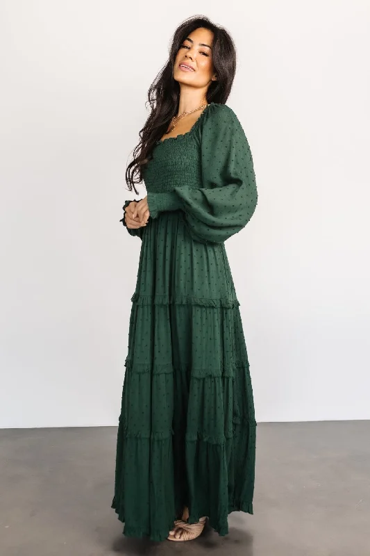 Fall Sale, Prices Drop Amanda Smocked Dotted Maxi Dress | Evergreen