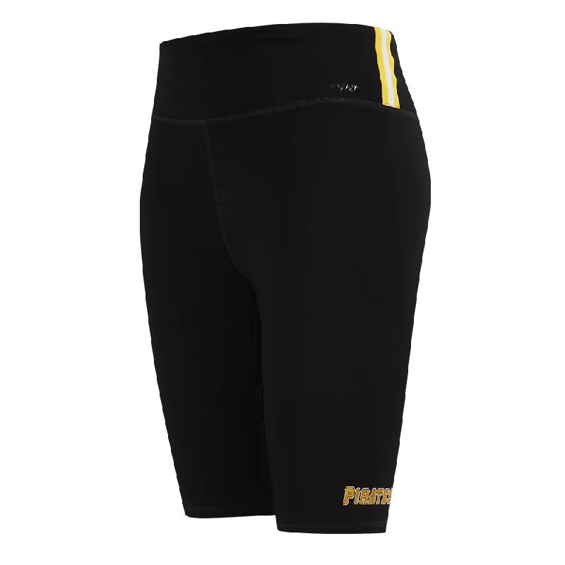 Break Fashion Norms MLB PITTSBURGH PIRATES CLASSIC WOMEN'S COTTON BIKE SHORT (BLACK)