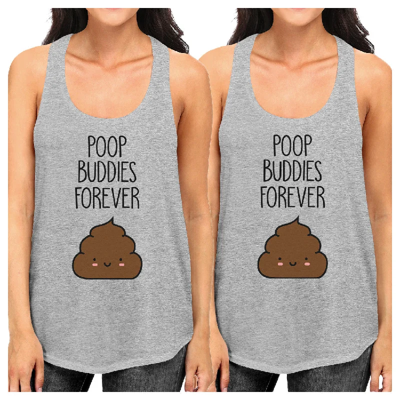 Flirty Fashion Discounts Poop Buddies BFF Matching Grey Tank Tops