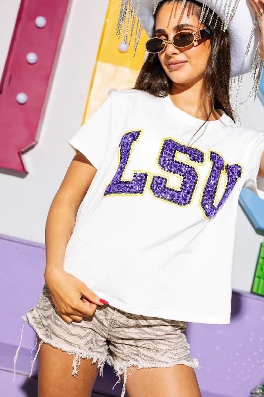 Retro Style Promotions Licensed LSU Jeweled Letter Tee