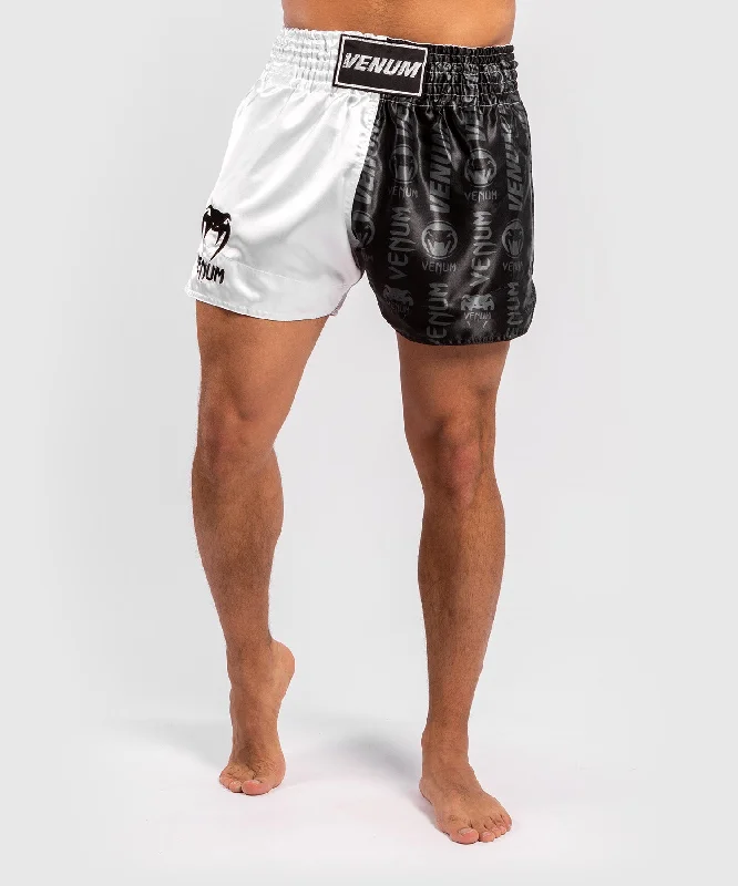 Women's Active Garments For Workouts Venum Logos Muay Thai Shorts - Black/White