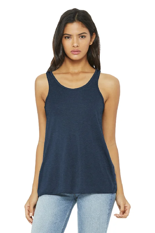 High-End Style Discounts Bella + Canvas Womens Flowy Tank Top - Heather Navy Blue - Closeout