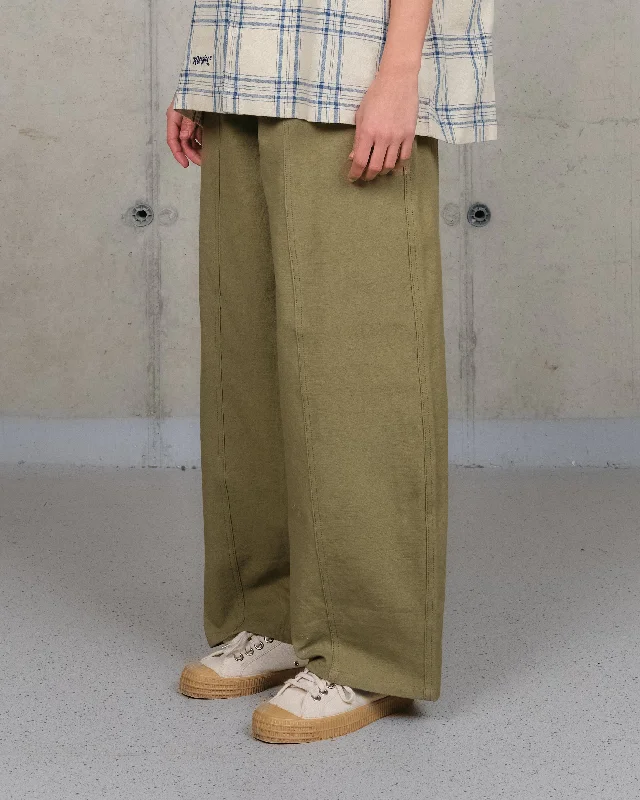 Women's Sporty Clothes Document Pants - Olive Slub