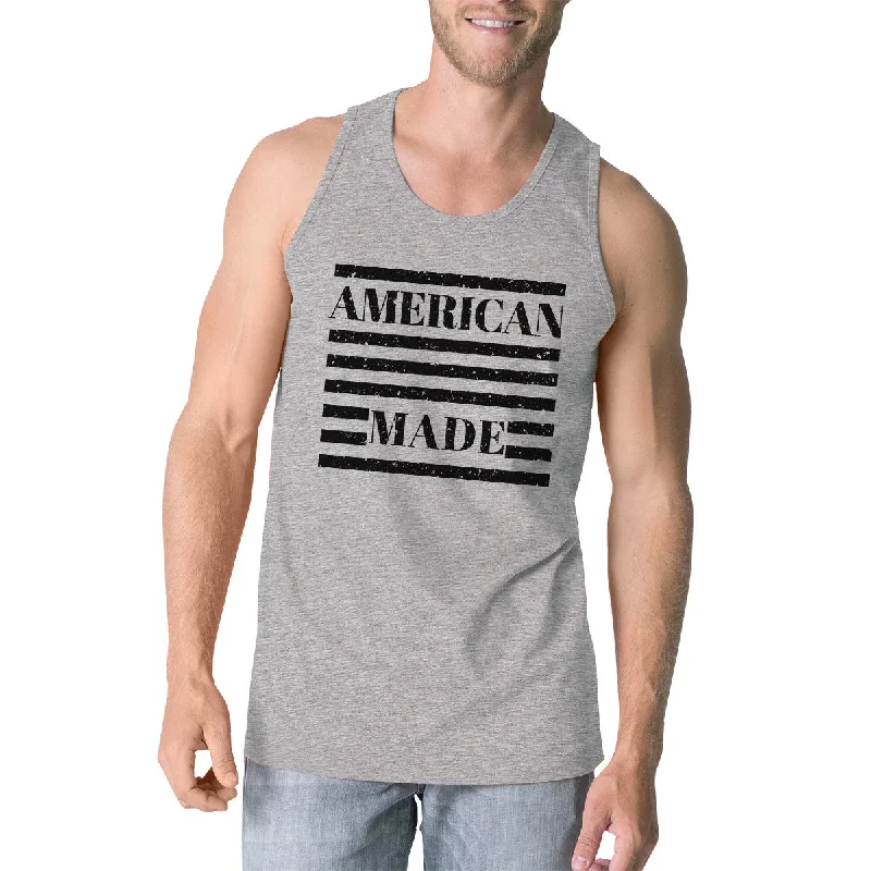 Women's Clothing Sets American Made Mens Grey Cotton Tanks 4th Of July Graphic Tank Top