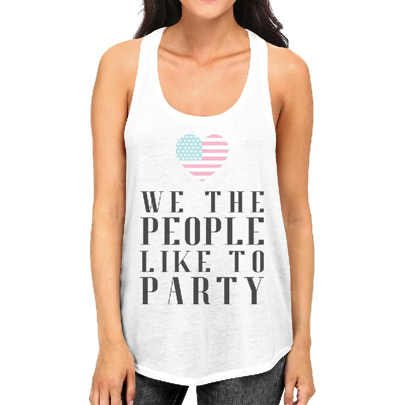 Affordable Luxury Fashion We The People Womens White Funny Independence Day Design Tank Top