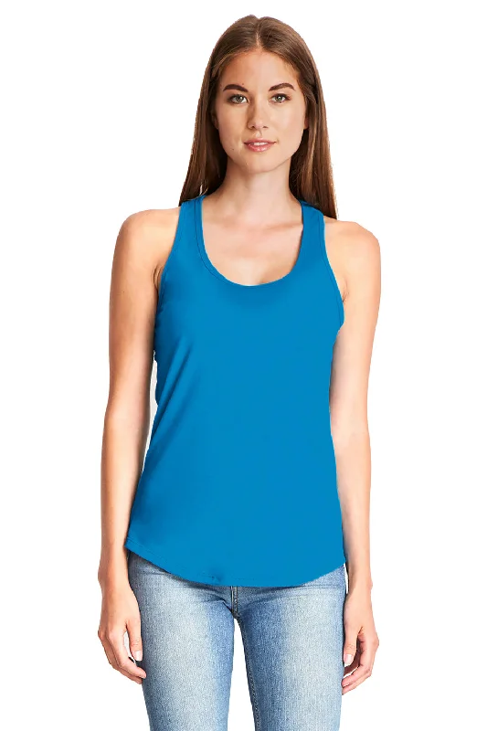 Trendy Fashion Sale Next Level Womens Gathered Tank Top - Turquoise Blue - Closeout