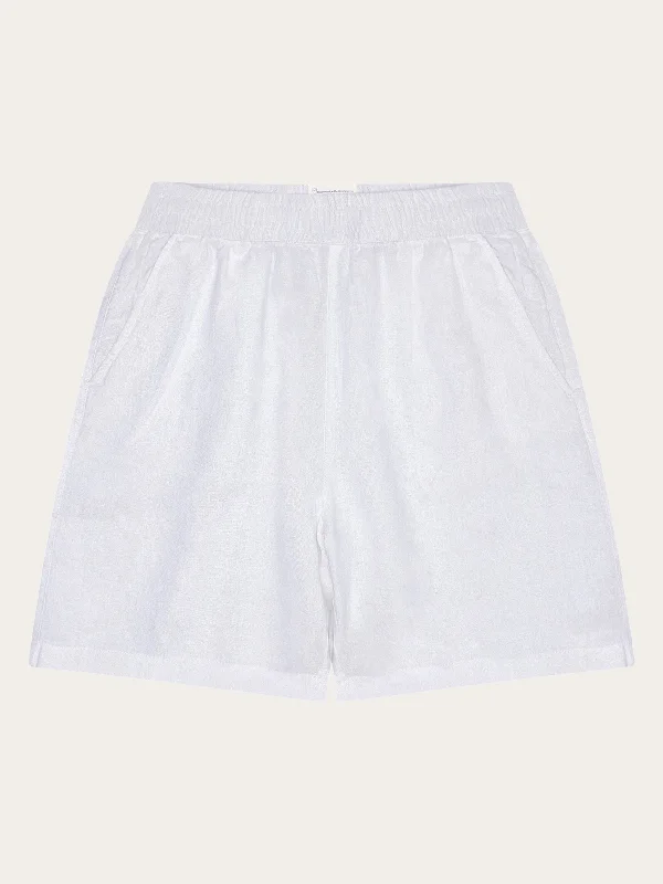 Classic Clothes For Women POSEY wide mid-rise linen shorts - GOTS/Vegan - Bright White