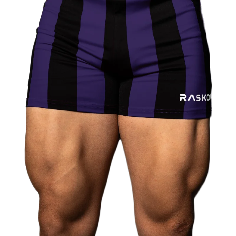 Women's High-End Clothing RASKOL Purple Striped Bodybuilding Compression Shorts